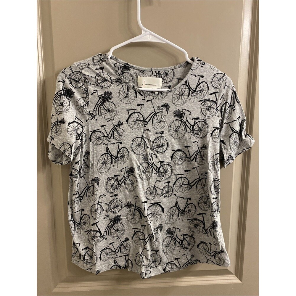 Anthropologie New Weekend Tee Bicycles Grey size Medium